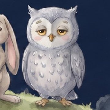 Old Owl, watercolour illustration